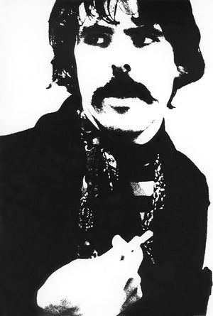 High contrast black and white image of Peter.