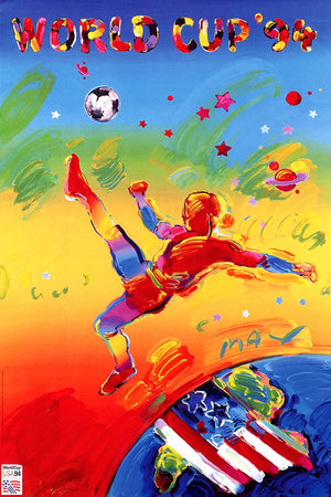 Poster featuring a painting by Max of a soccer player for the World Cup 1994